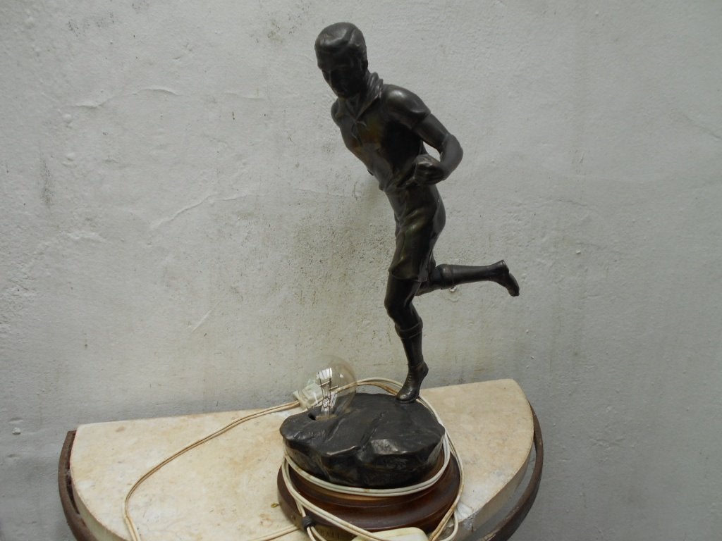 beeld/lamp FOOTBALL ART-DECO  1930, Antiek en Kunst, Ophalen of Verzenden