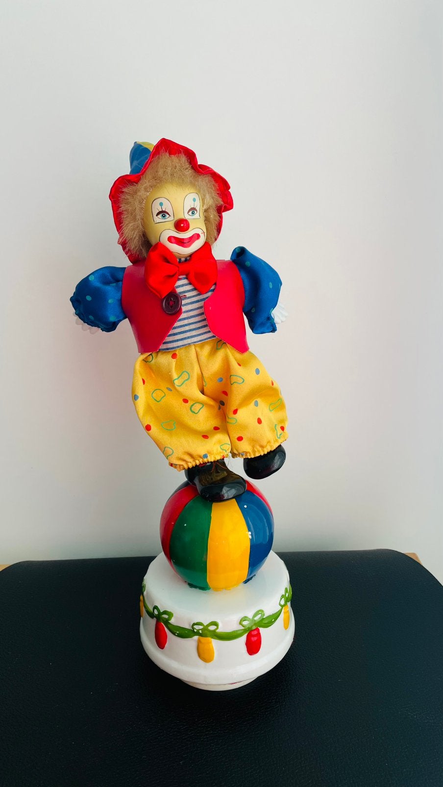 Vintage kerstclown ronddraaiende muziekdoos, Ophalen of Verzenden, Zo goed als nieuw