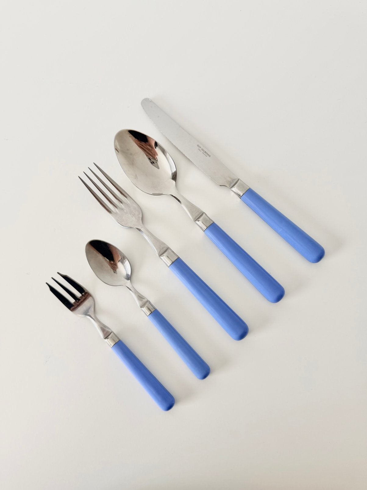 Guy Degrenne blauwe retro bestekset voor 12 personen, Antiek en Kunst, Ophalen