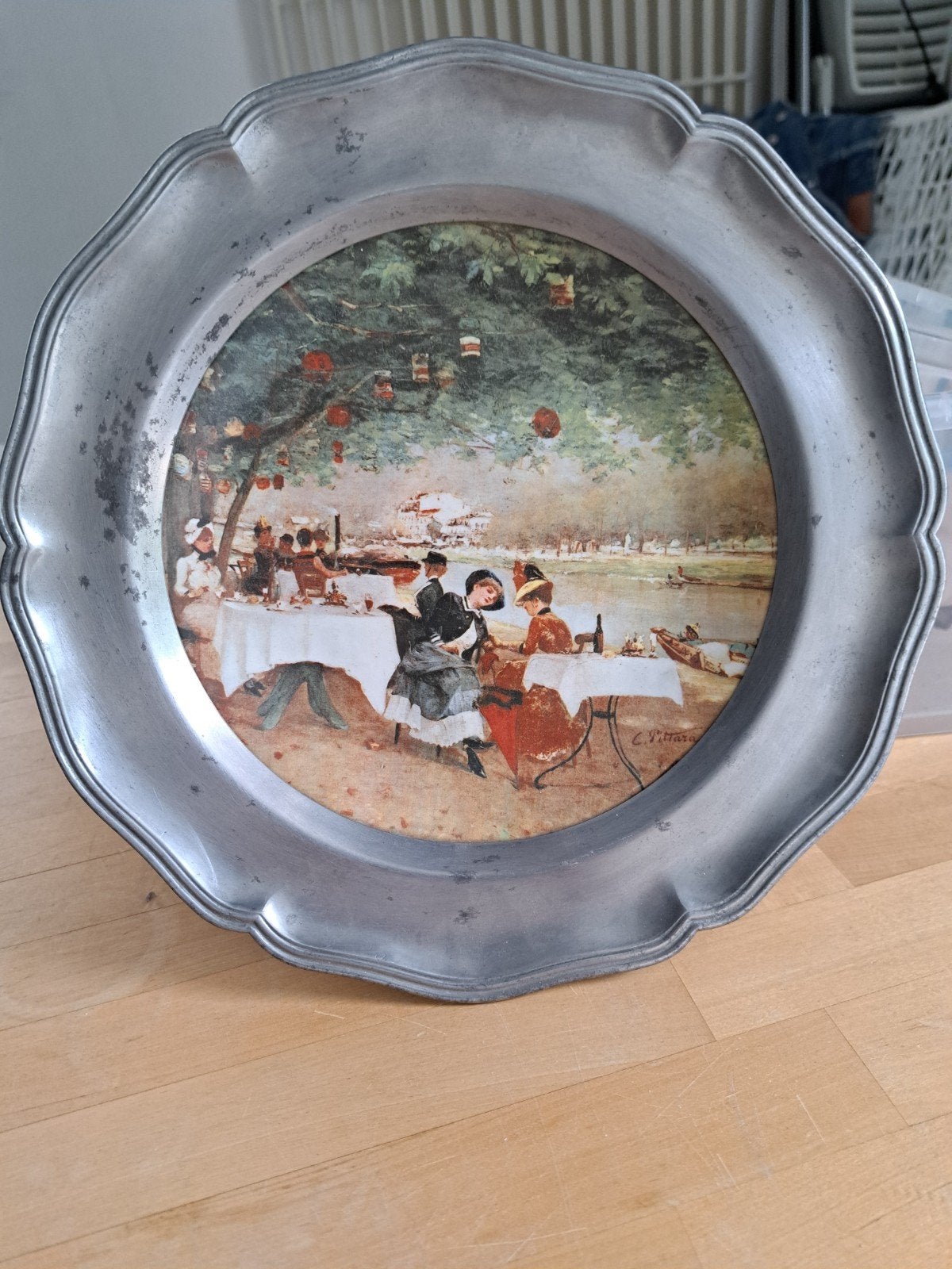 assiette de collection d'intérieur vintage avec panneau d'in, Enlèvement ou Envoi