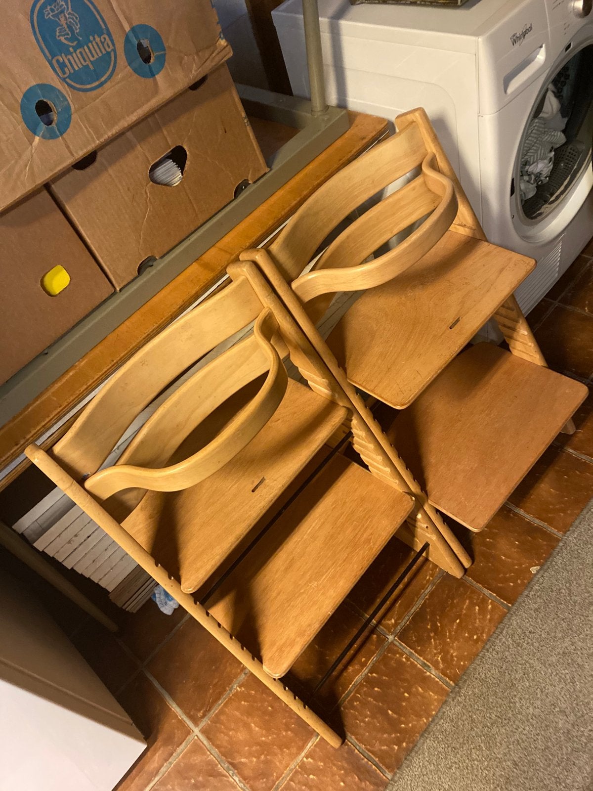 2 Tripp Trapp stoelen, Ophalen, Gebruikt, Meegroeistoel, Aanschuifbaar