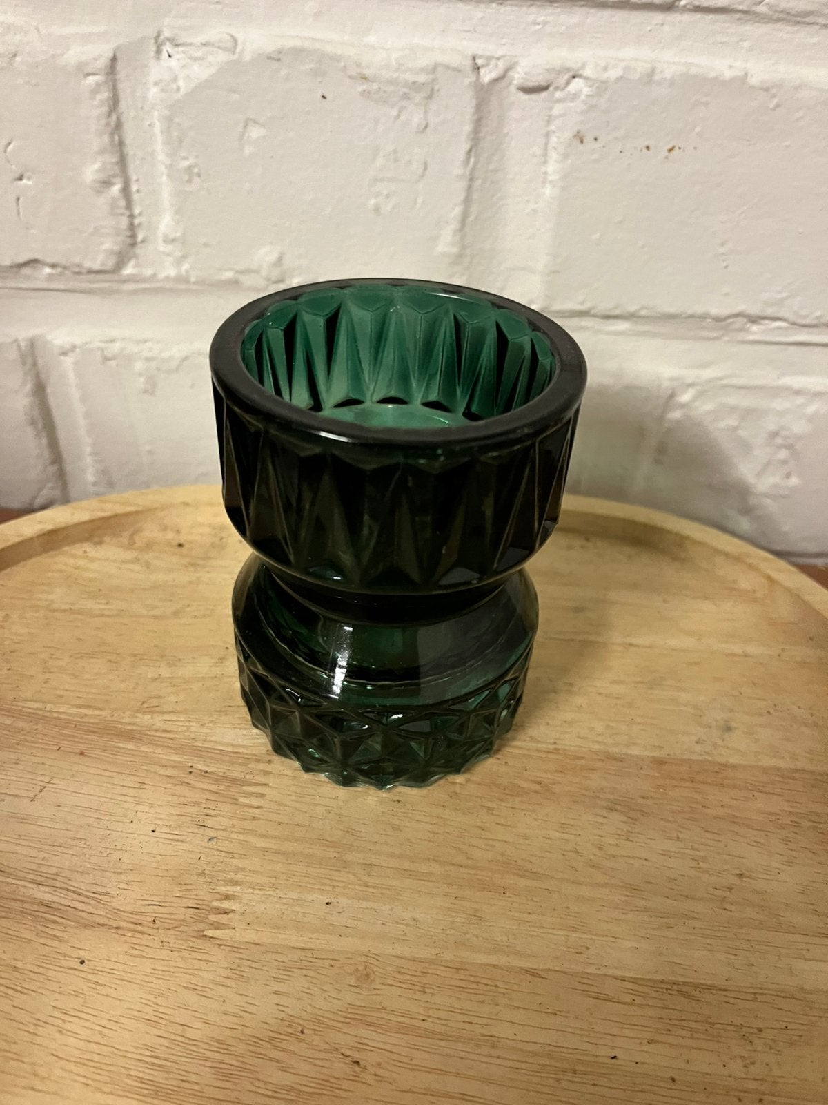 photophore en verre de couleur verte en forme de sablier, Enlèvement, Comme neuf
