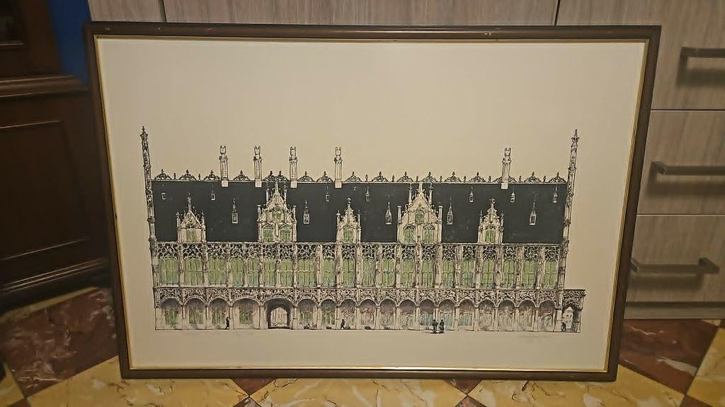 architecturale tekening stadhuis mechelen, Ophalen