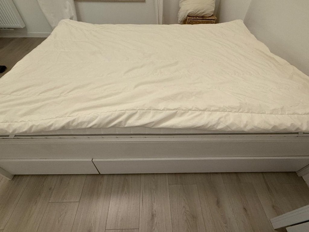 Lit double Ikea avec rangements, Ophalen, Gebruikt, Wit, Tweepersoons