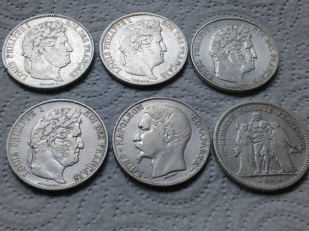 France lot de 6 pièces en argent de 5 frs, Timbres & Monnaies, Enlèvement ou Envoi, France, Argent