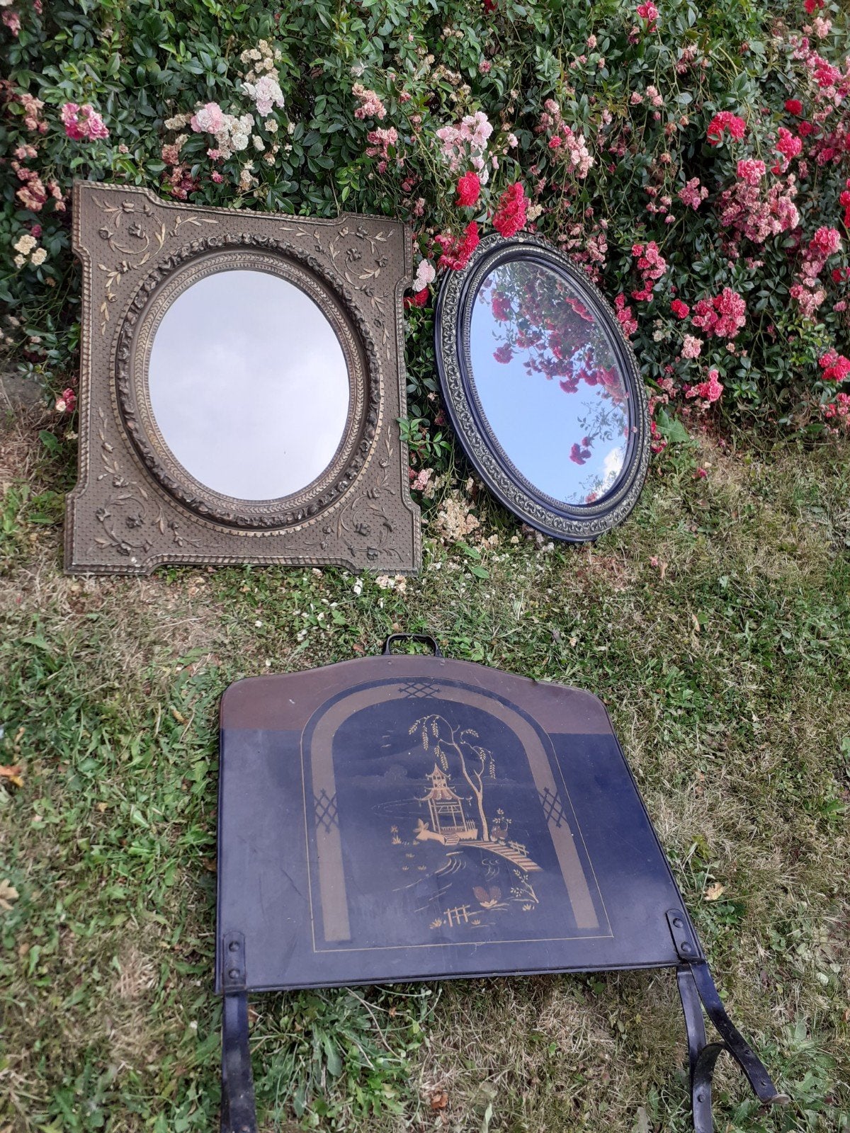 Miroir Napoléon III et pare étincelles, Antiquités & Art
