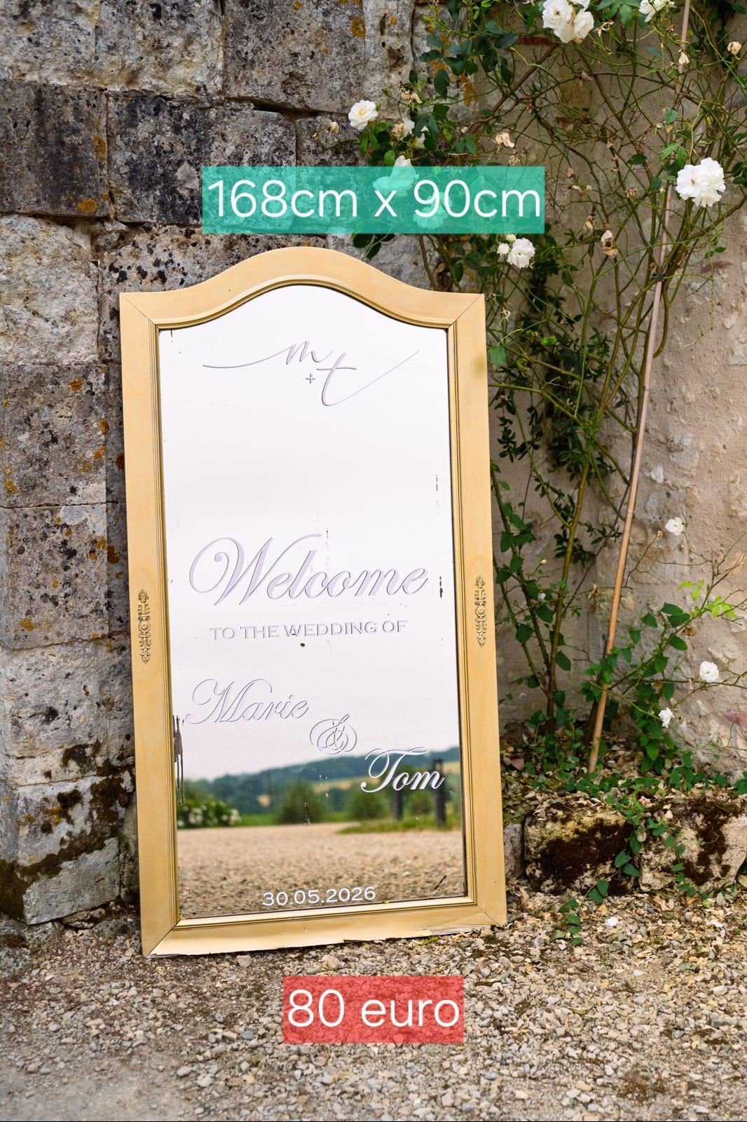Panneau de bienvenue de mariage (miroir ancien pimpé)

168 c, Antiquités & Art, Antiquités | Miroirs, Enlèvement