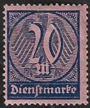 1 Dienstmarke 1923 Cijfer nieuw ontwerp Duitse Rijk, Postzegels en Munten, Postzegels | Europa | Duitsland, Ophalen of Verzenden