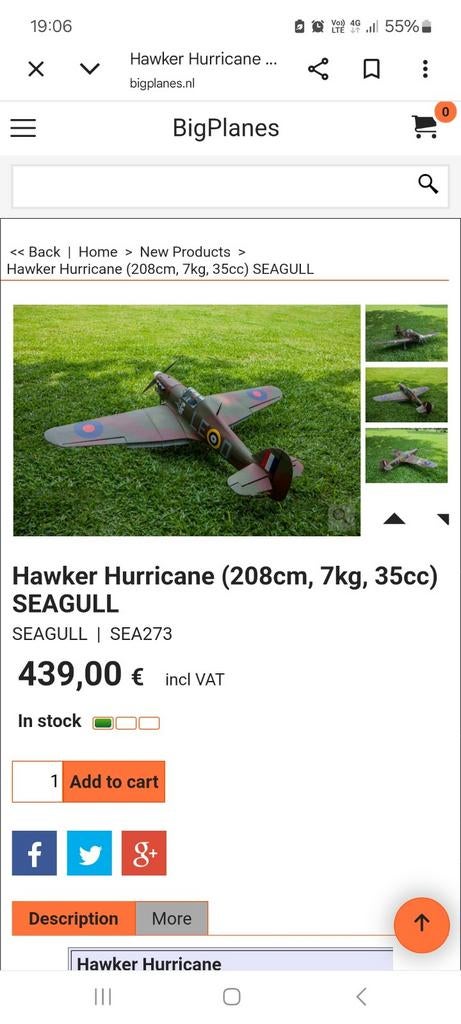 Hawker  hurricane, Hobby en Vrije tijd, Ophalen
