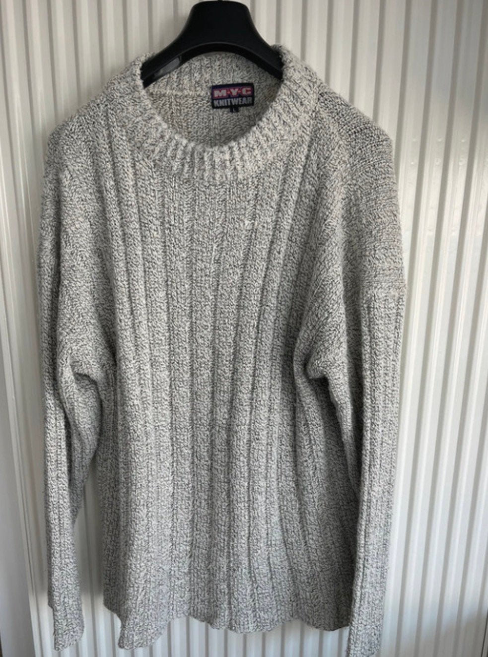 Jaren '90 Oversized Slobbertrui  M-Y-C Knitwear Maat L XL, Enlèvement ou Envoi, Comme neuf, Gris