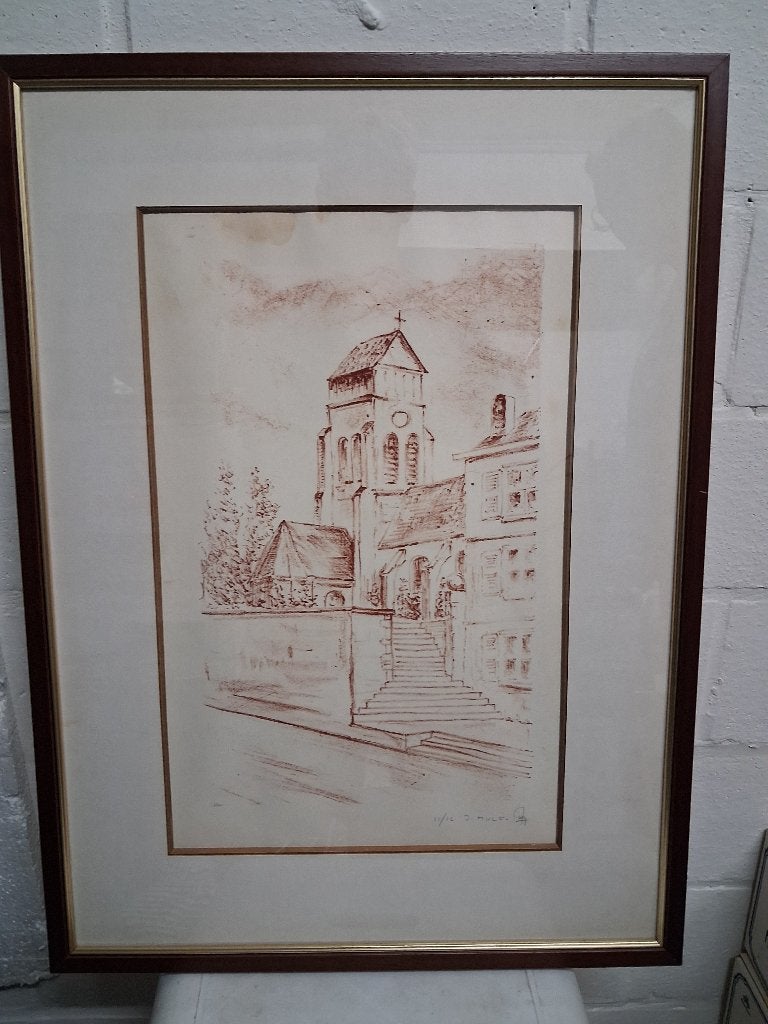 Gravure de J. Muls 11/16, Antiquités & Art, Art | Peinture | Classique, Encadré, Enlèvement, Dessin, Paysage urbain / rural