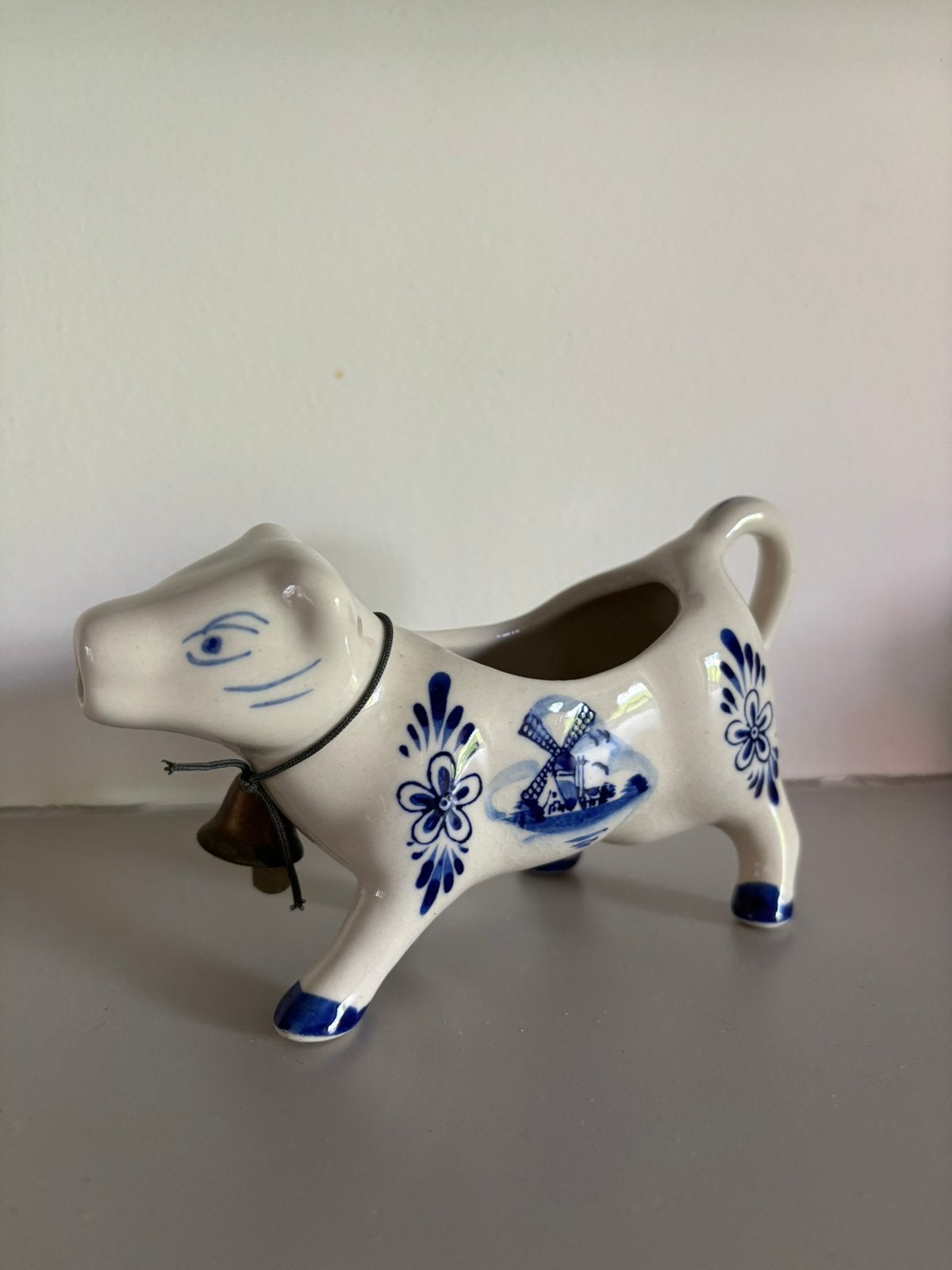 Delfts blauw room melk kannetje, Ophalen, Gebruikt, Dier