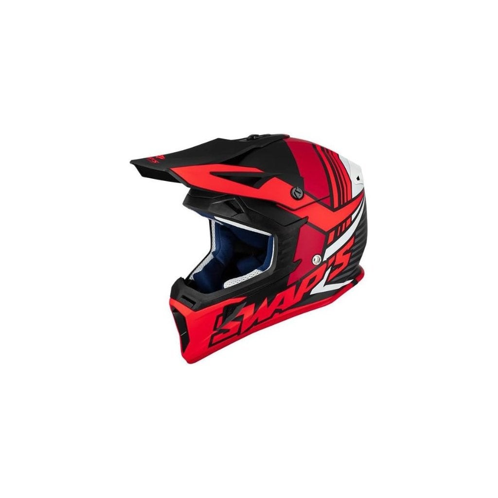 Casque motocross SWAPS S818 Cross Helmet Noir/Rouge mat neuf, Motos, Femmes, Neuf, avec ticket, XS, Autres marques