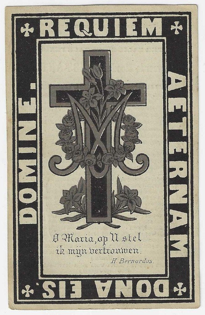 mère Constantia, Mouscroen 1812 - Rousselare 1882, Enlèvement ou Envoi, Image pieuse