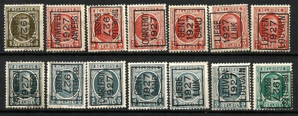1927 Voorafstempeling op “Houyoux” OBP PRE 148/162, Postzegels en Munten, Met stempel, Koninklijk huis, Ophalen of Verzenden, Gestempeld