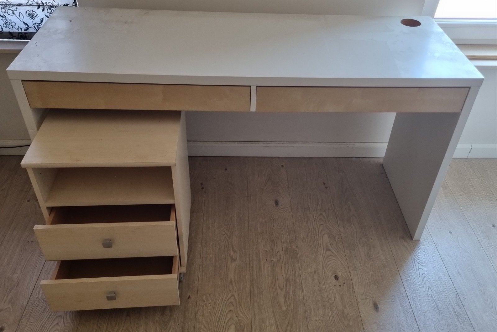 Bureau avec commode, Maison & Meubles, Bureaux, Goulotte de câbles, Comme neuf, Enlèvement, Bureau-armoire combiné