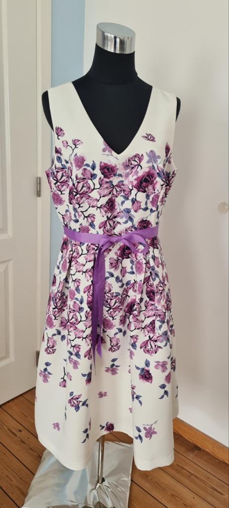 Robe de soirée CA fleurs violet taille L, Violet