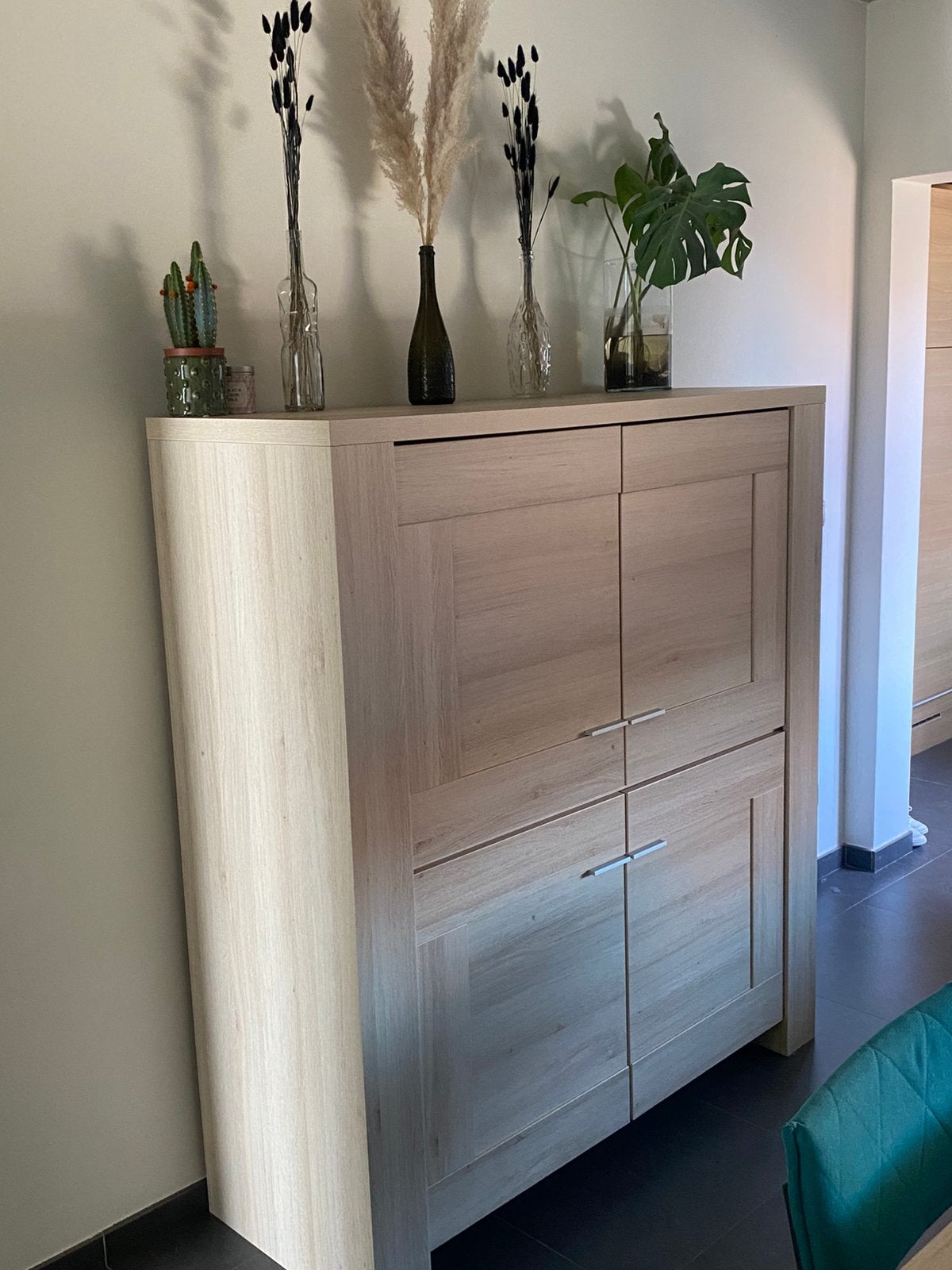 Volledige eetkamer, dressoir, barkast, eettafel en stoelen, Ophalen, Gebruikt