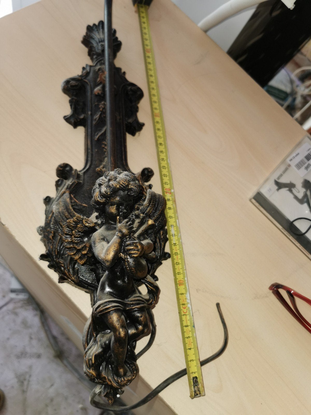 bronzen engel met lamp 45 CM hoog, Antiek en Kunst, Ophalen