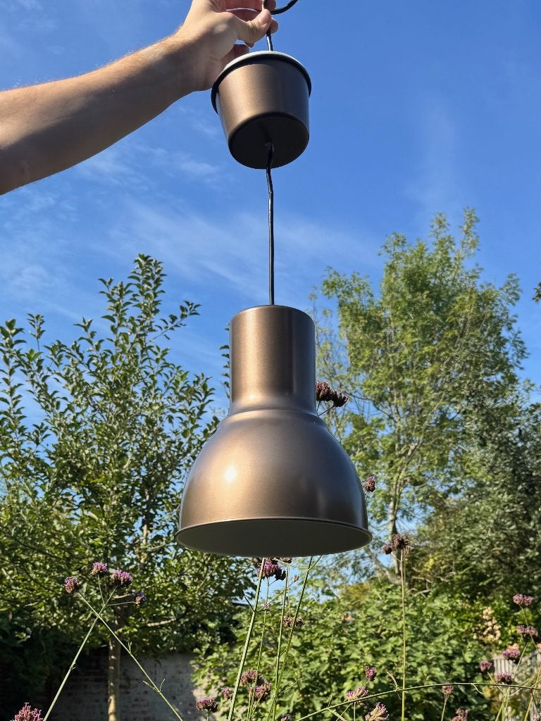 Metalen hanglamp brons / koper – industriële stijl, Huis en Inrichting, Gebruikt, Metaal, Industrieel, E27 (groot)