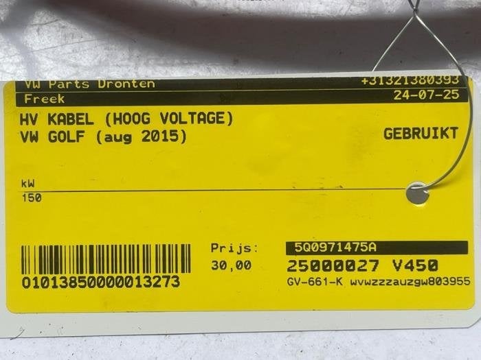 Câble haute tension d'un Volkswagen Golf, Volkswagen, -, 3 mois de garantie, Utilisé