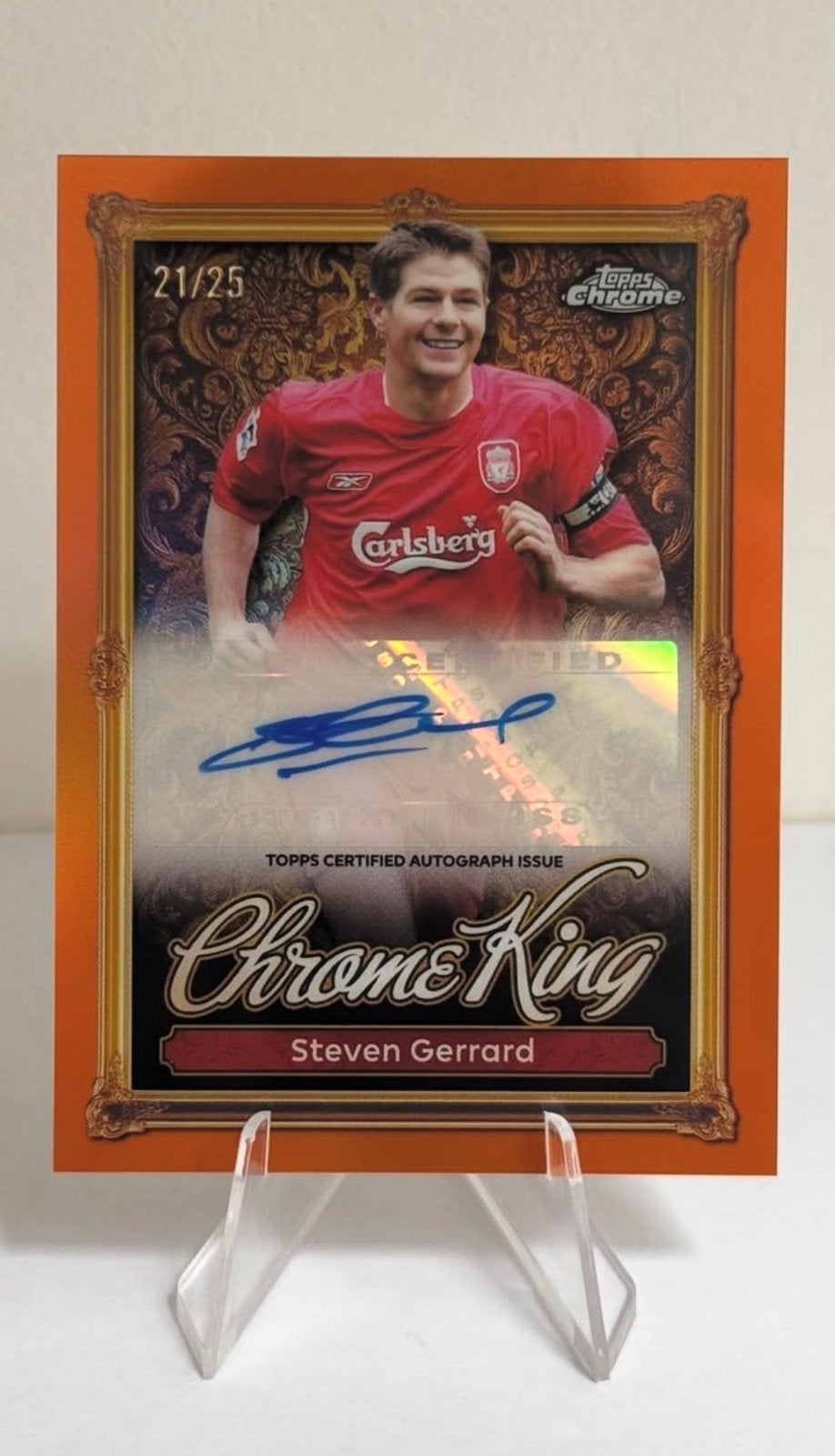 Topps Chrome King auto /25 Steven Gerrard, Ophalen of Verzenden, Zo goed als nieuw
