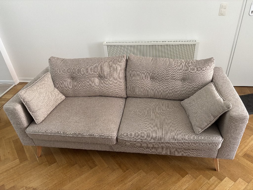 Beige bank voor 3 personen, Huis en Inrichting, Zetels | Zetels, Gebruikt, Rechte bank, Driepersoons, 150 tot 200 cm, 75 tot 100 cm