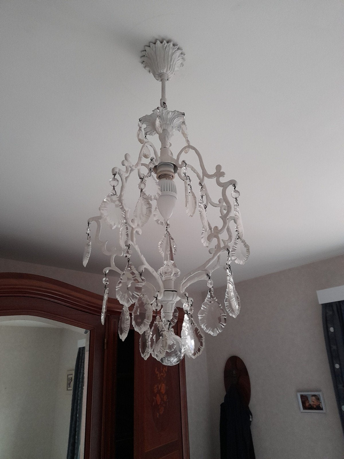 kristal kroonluchter brons, wit kleurig, Huis en Inrichting, Ophalen of Verzenden