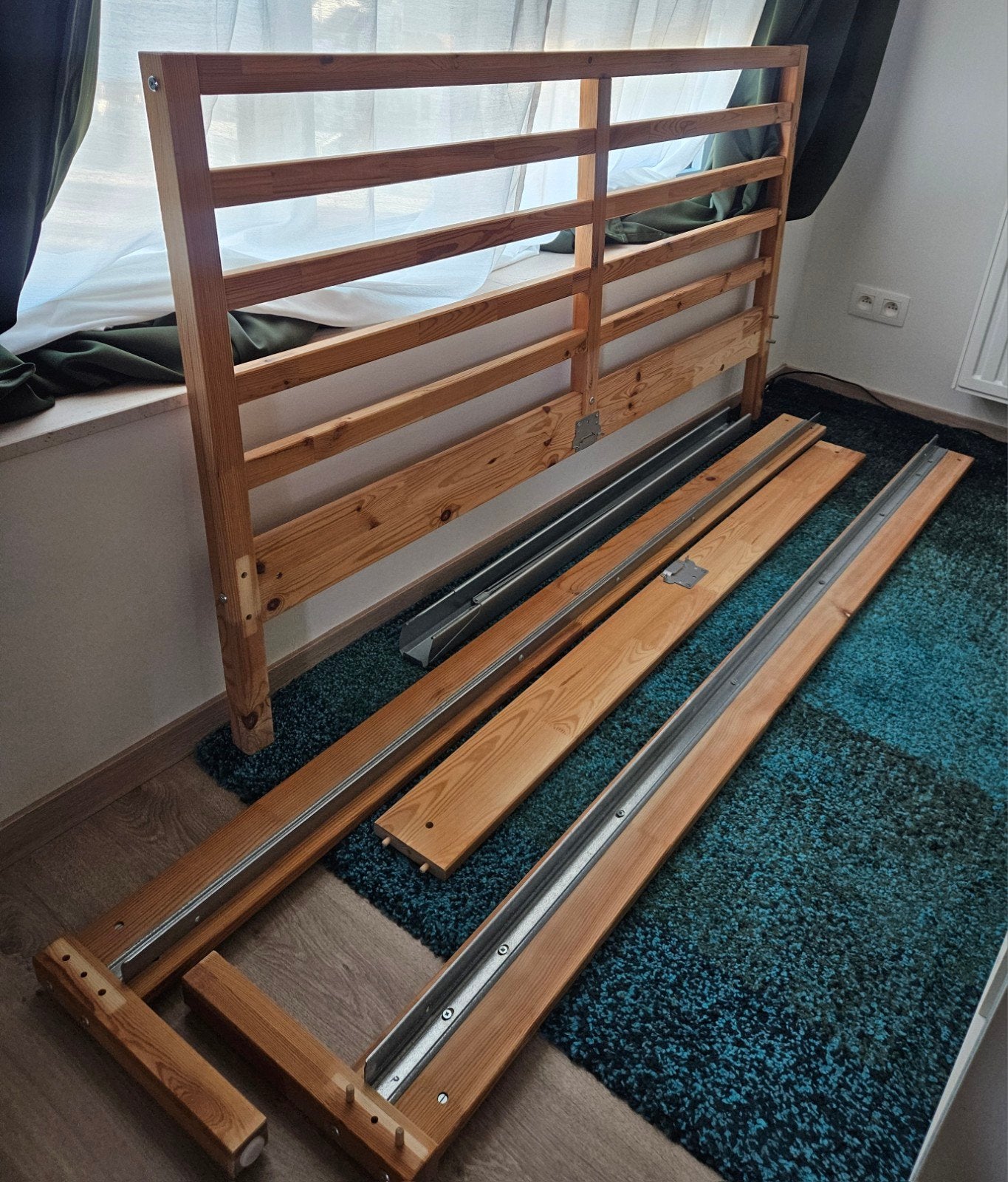 Cadre de lit bois + sommier 160 X 200, Maison & Meubles, Chambre à coucher | Lits, Enlèvement, Utilisé, 200 cm, Bois