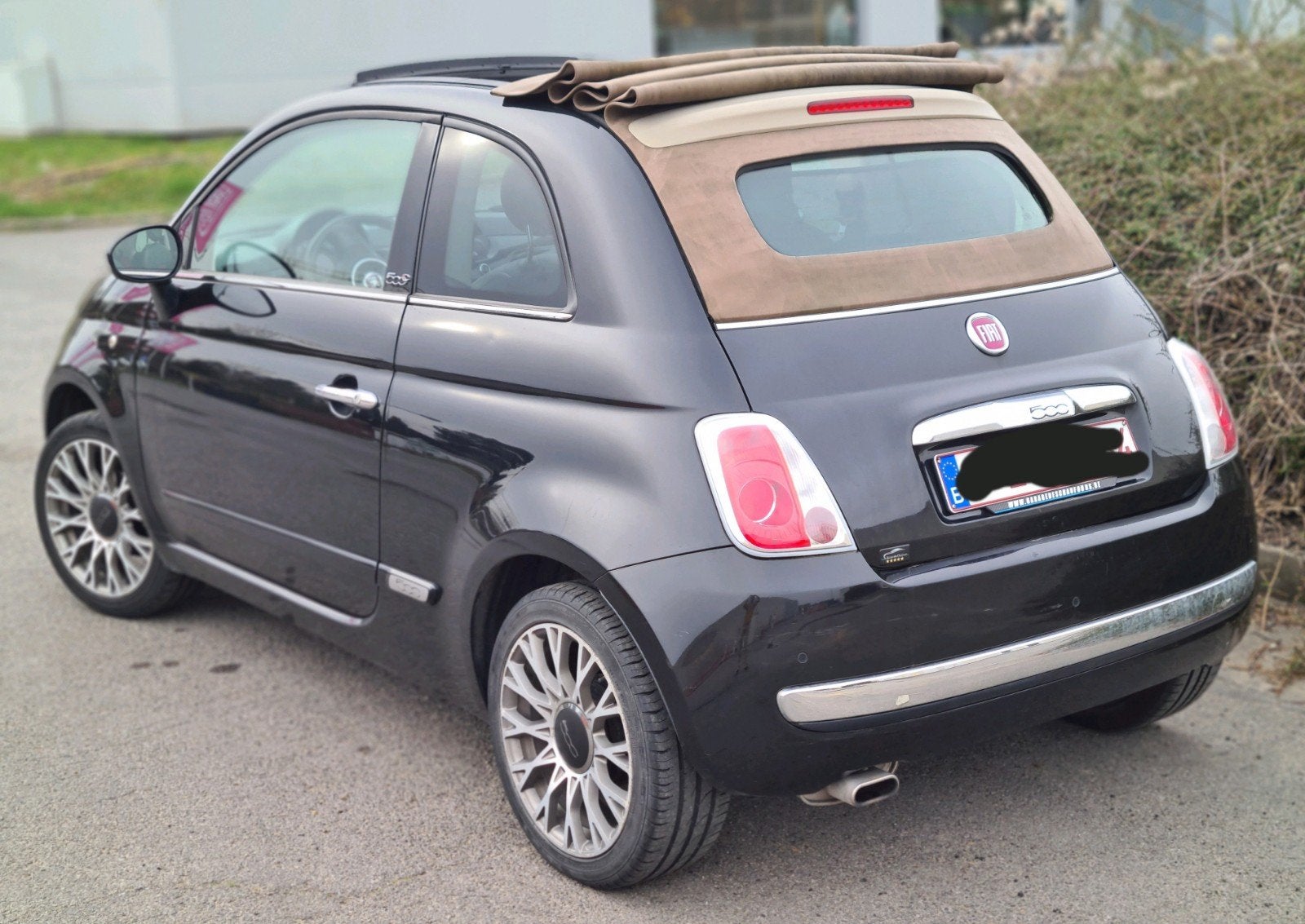 fiat 500 cabrio 12ess 2014.170mkm cuir rouge ctok 5300€, Euro 5, Cabriolet, Zwart, Leder