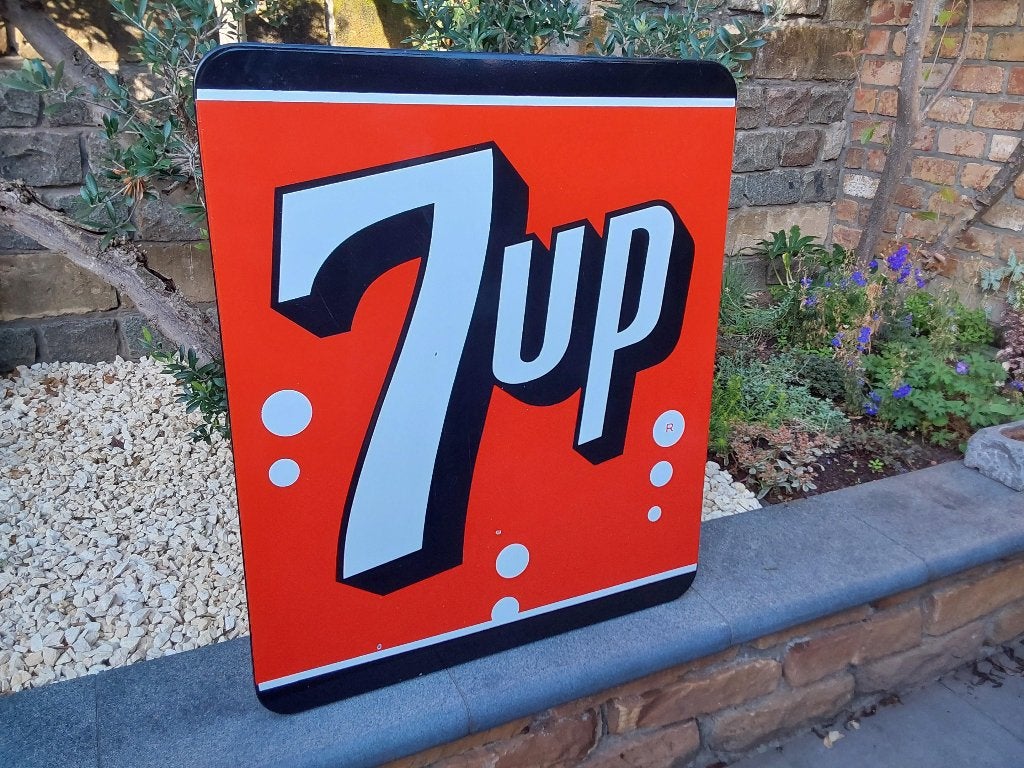 Emaille Reclamebord Bord 7UP Origineel +-1950, Ophalen, Zo goed als nieuw, Reclamebord
