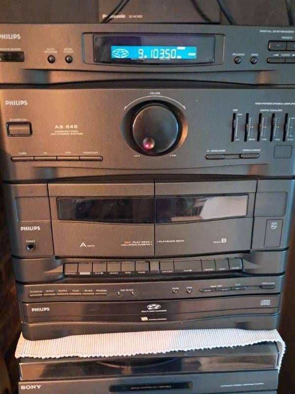 stereo philips + 4 boxen weggeefprijs, Ophalen, Gebruikt, Tuner of Radio, Philips