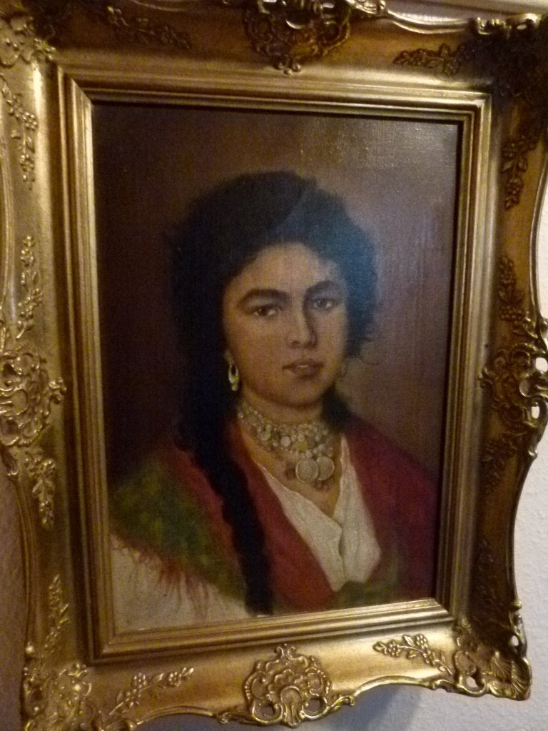 antiek schilderij ``Zigeunerin`` waarzegster, Ophalen, Doek, Portret of Personen, Olieverf