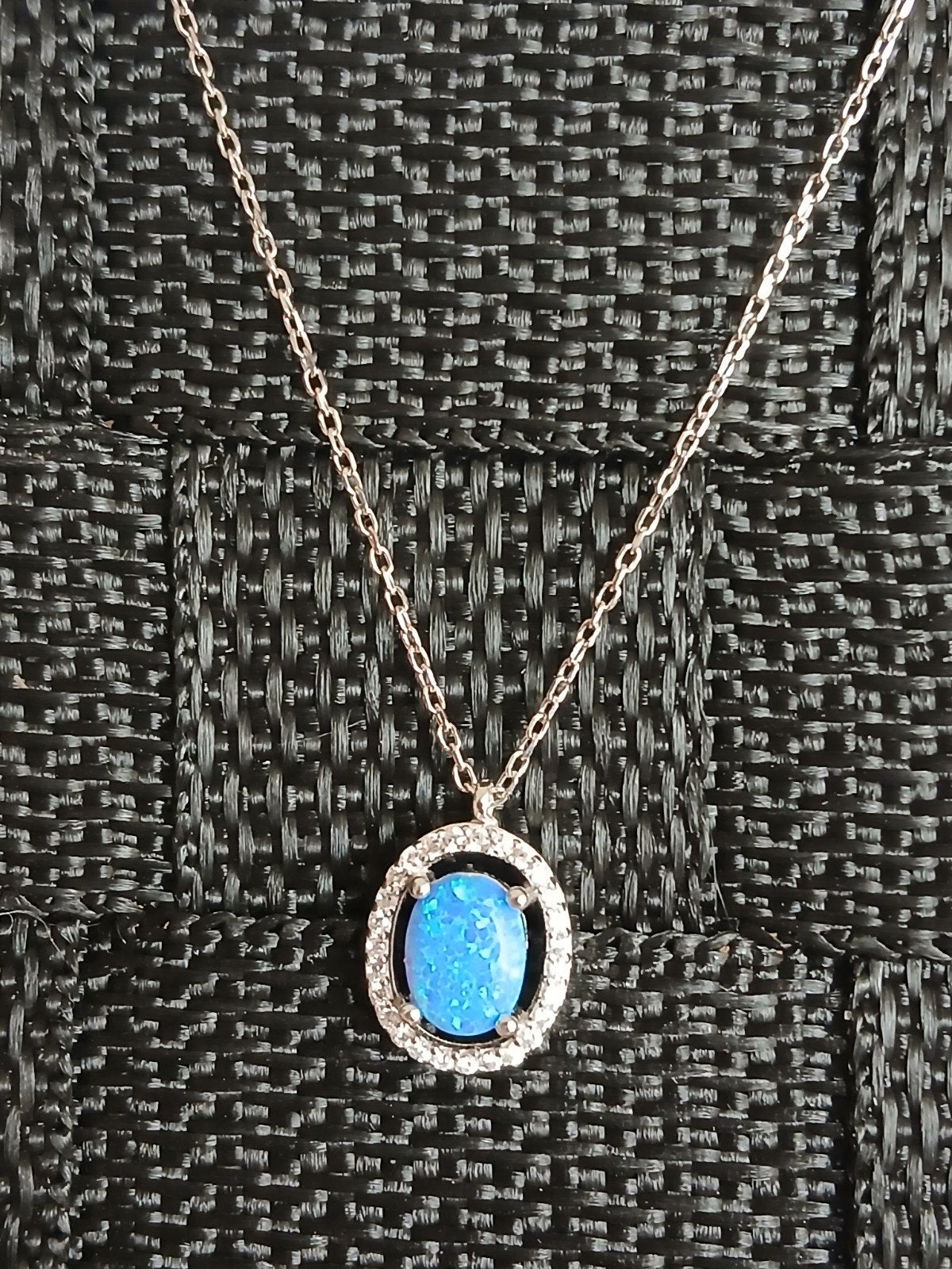 Halsketting van 925 zilver in opaal, Ophalen of Verzenden, Zilver, Zilver