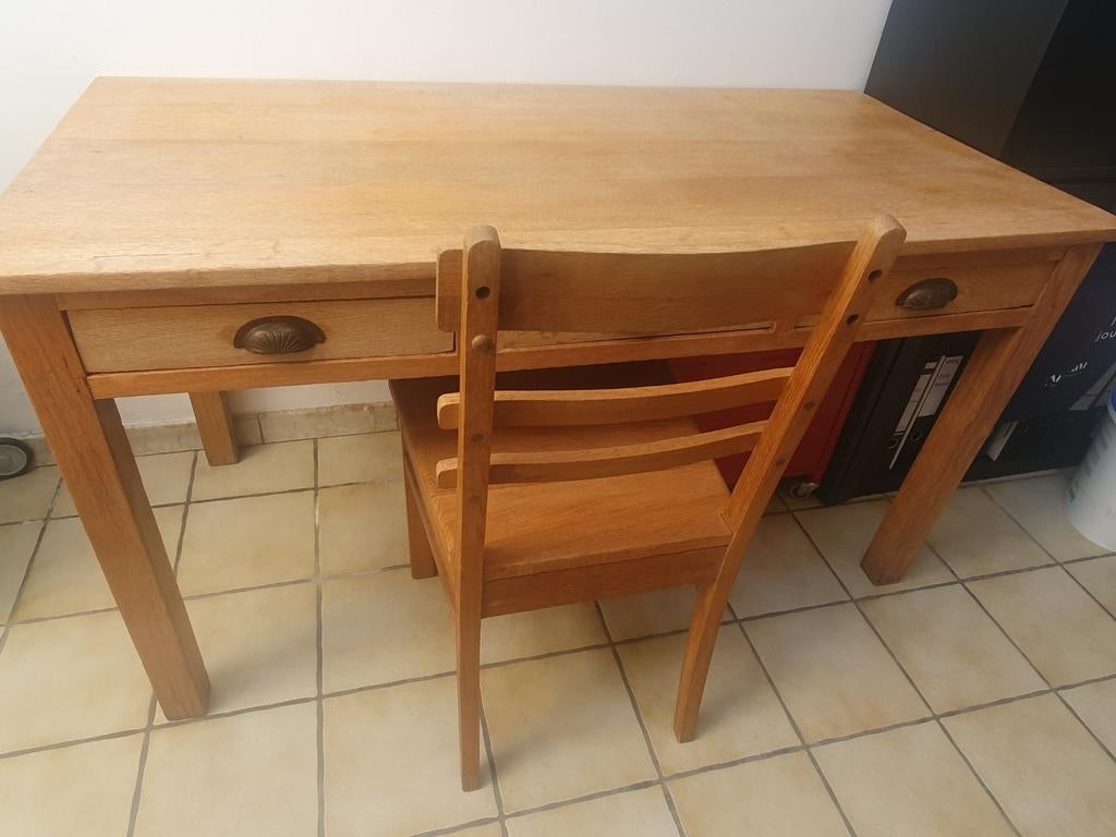 Ensemble table et 4 chaises en chêne massif, Maison & Meubles, Chêne