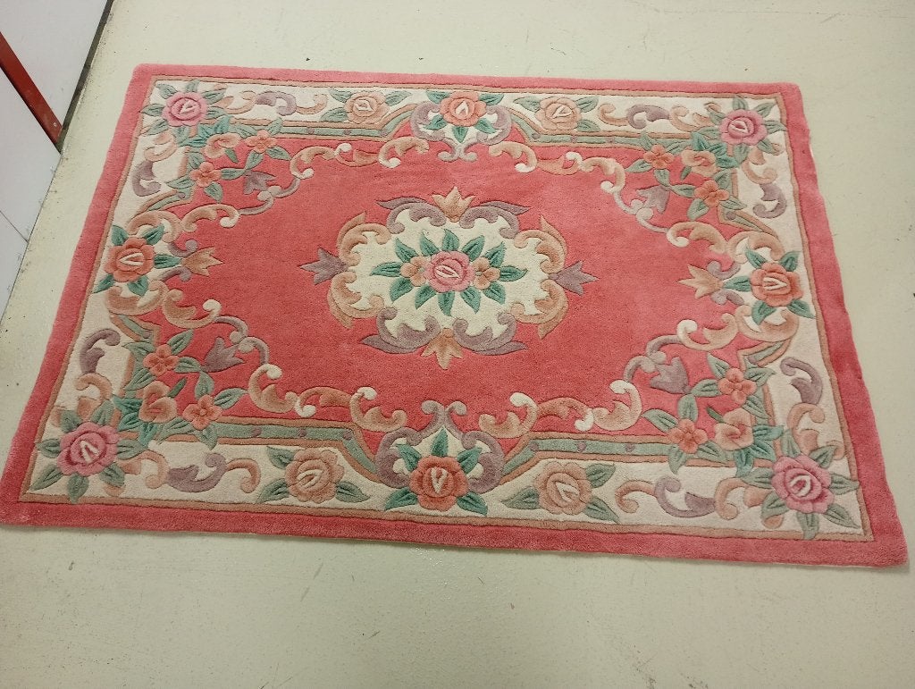 Tapis chinois rose 120 x 170 CM vintage 100% laine, 150 à 200 cm, Comme neuf, 100 à 150 cm, Enlèvement