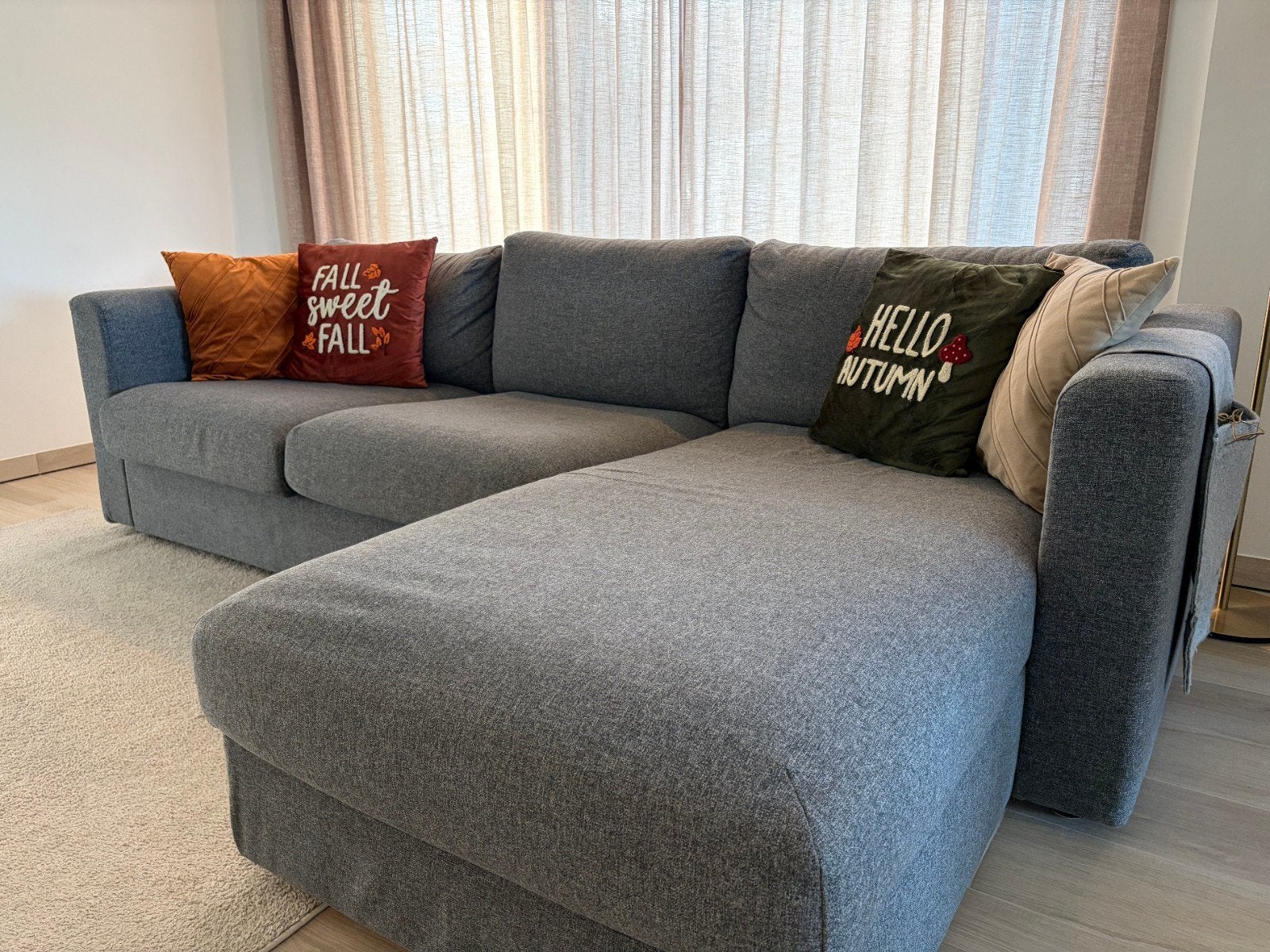 Zetel ikea vimle 3-zitsbank met chaise longue middengrijs, Enlèvement, Utilisé, Tissus