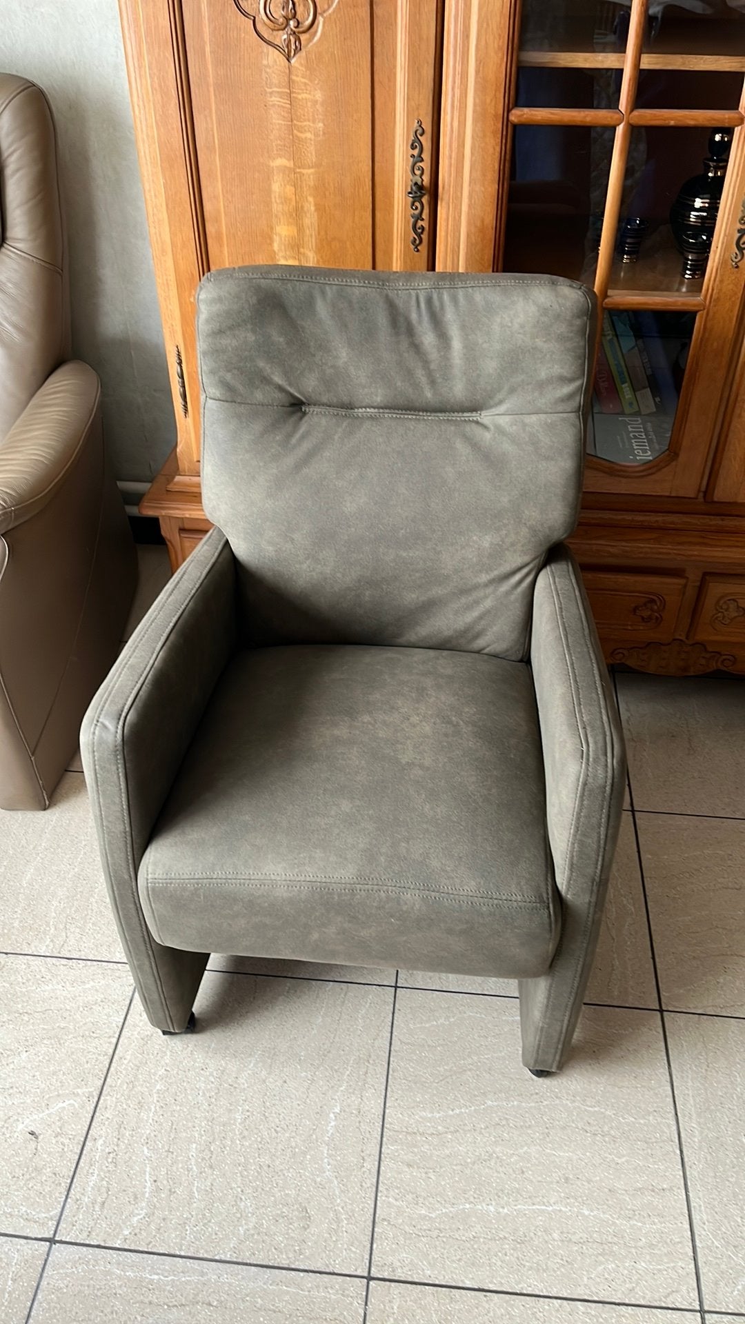 Fauteuil eetkamerstoel op wielen, Huis en Inrichting, Fauteuils, Nieuw, Stof, Ophalen