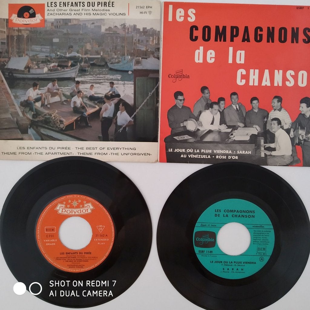 LES COMPAGNONS DE LA CHANSON + LES ENFANTS DU PIREE 45t x2, Enlèvement ou Envoi, Utilisé, 7 inch