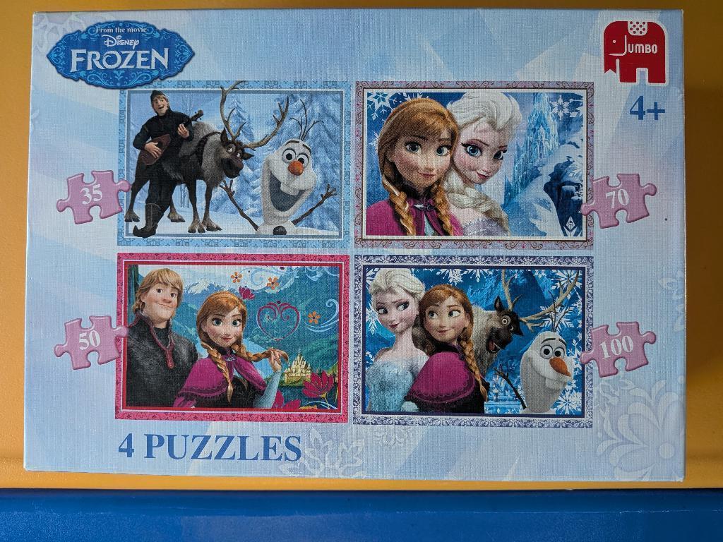 4 Puzzels Frozen 35-50-70-100 stukken, Ophalen, Zo goed als nieuw