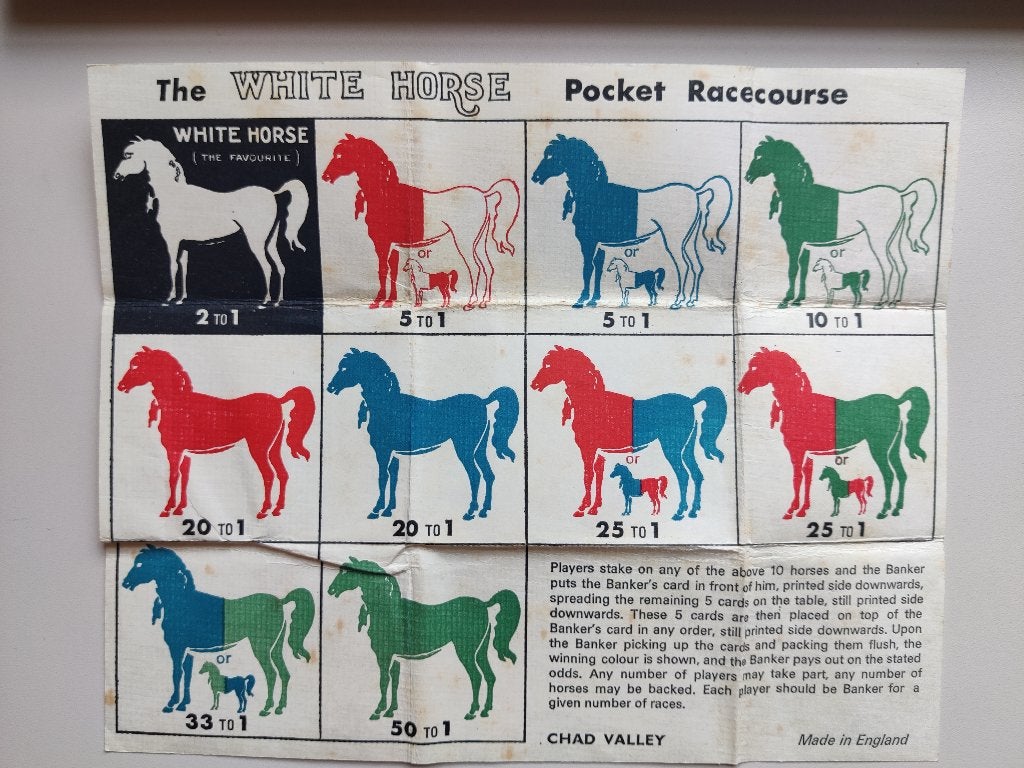 Jeu de course de poche Vintage White Horse, Enlèvement ou Envoi