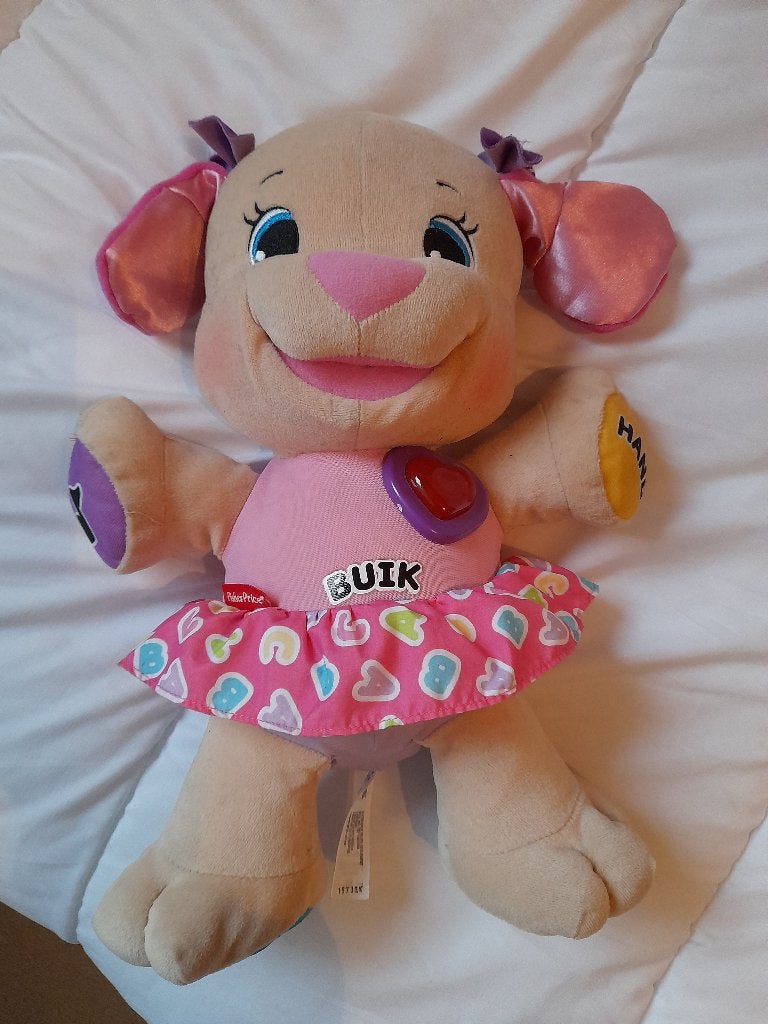 Fisher price leerplezier sprekende knuffel beer, Ophalen of Verzenden, Zo goed als nieuw, Overige typen, Met licht
