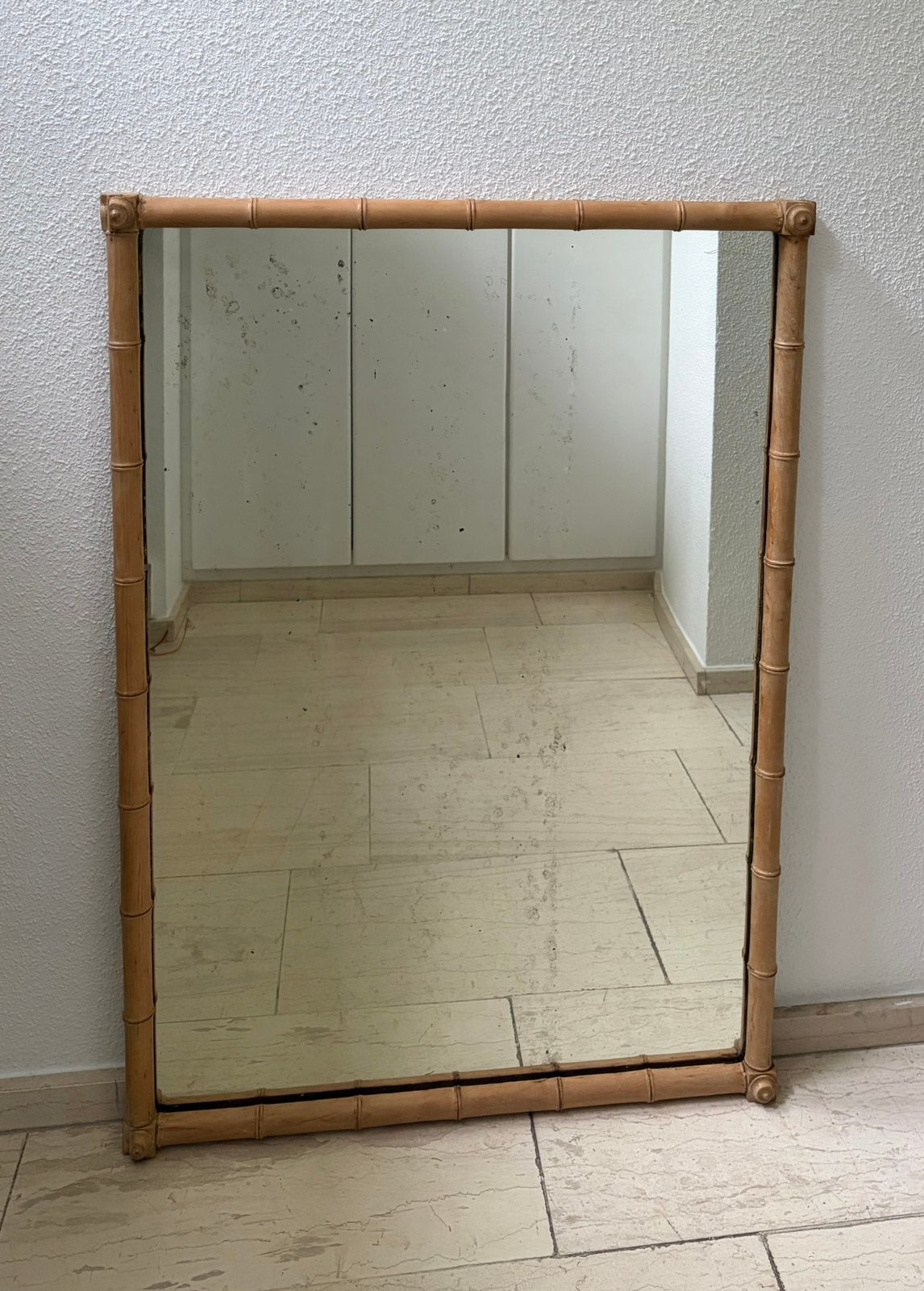 Miroir et patère vintage - style faux bambou, fin 19eme, Enlèvement, Utilisé, 50 à 75 cm, 100 à 150 cm
