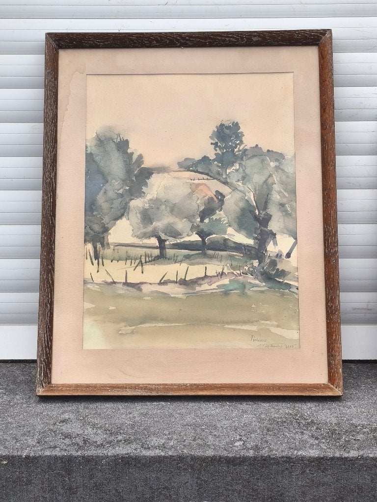 Aquarelle paysage signe p delattre, Antiquités & Art, Enlèvement ou Envoi