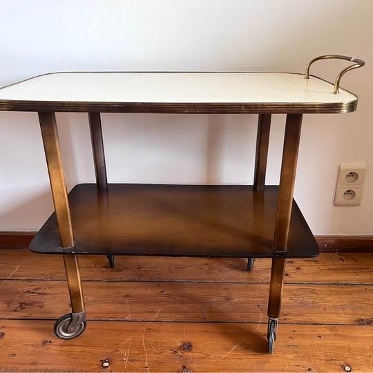 Vintage Mid-century drankentrolley / rolwagentje, Huis en Inrichting, Gebruikt, Vintage, mid-century, jaren 50/60, 55 tot 75 cm