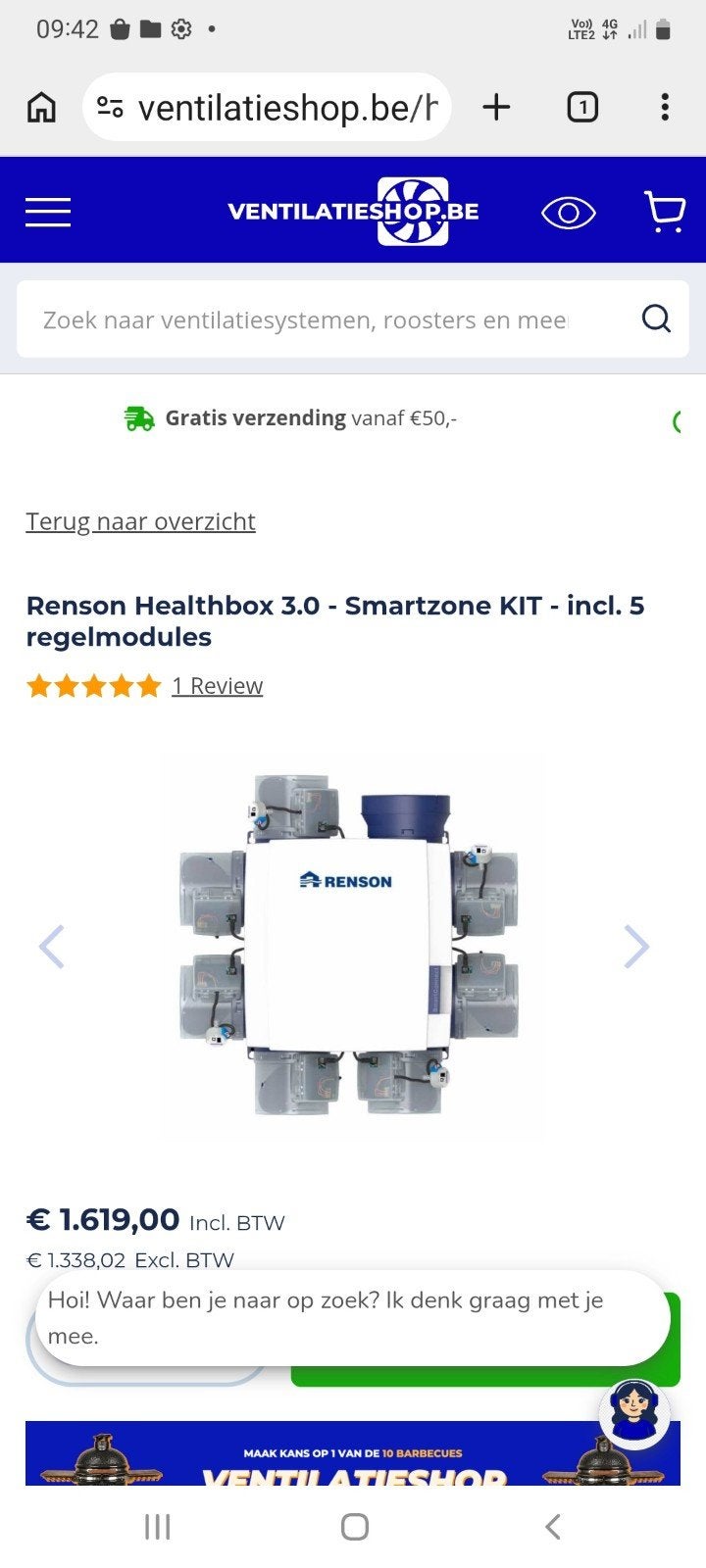 ventilatie systeem Renson, Ophalen