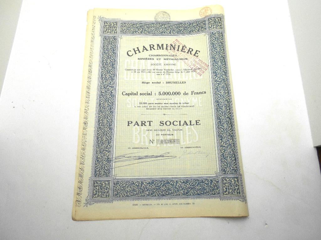 ancien titre Charminière 1923 (Mines charbon fer petrole ..), Enlèvement ou Envoi, 1920 à 1950, Action