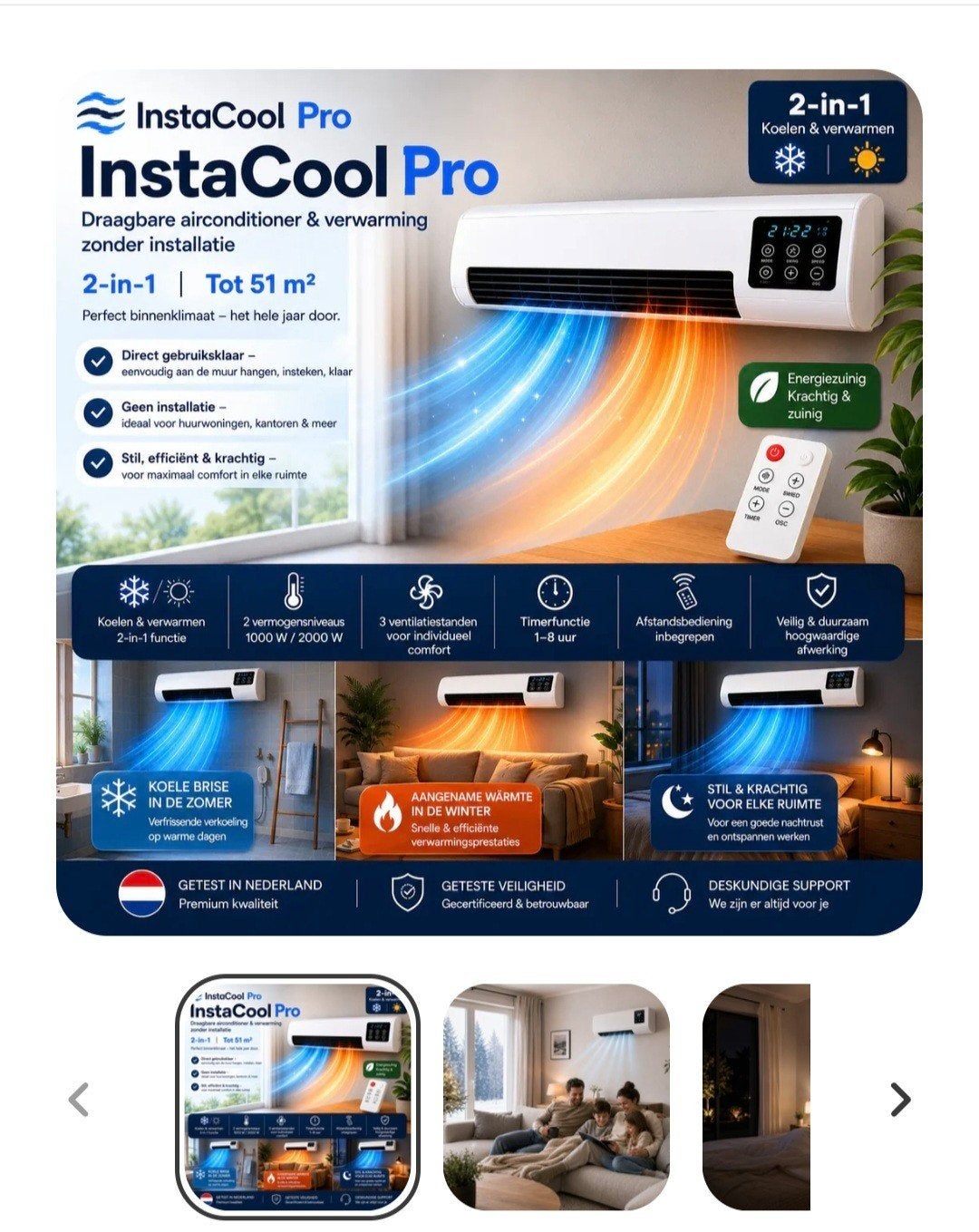 Airco en verwarming 2 in 1, Envoi