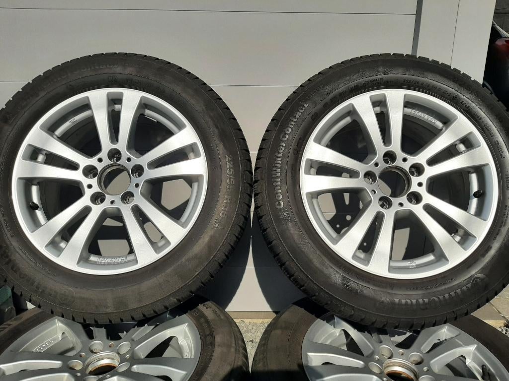 Mercedes Velgen + winterbanden, Auto-onderdelen, Banden en Velgen, Velg(en), Winterbanden, 16 inch, 225 mm, Personenwagen, Gebruikt