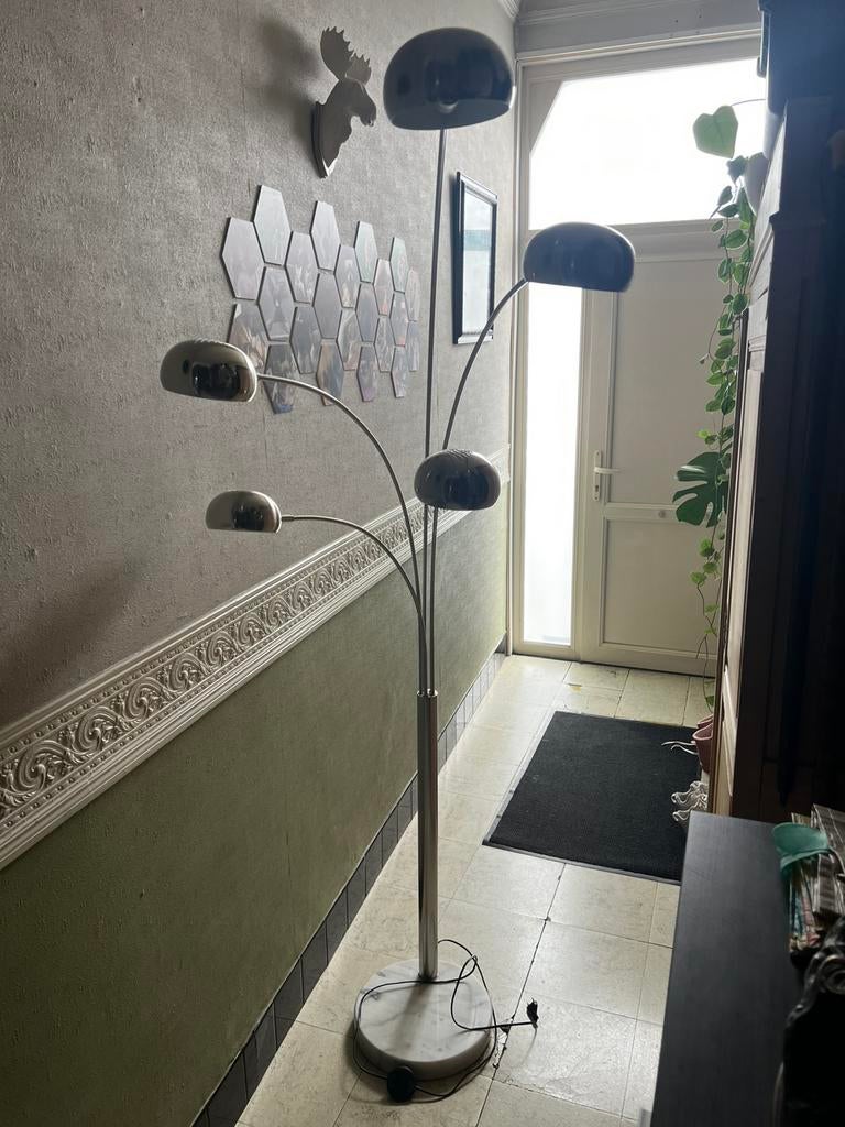 Vontage Chrome booglamp met 5 lichtpunten, Huis en Inrichting, Ophalen, Zo goed als nieuw